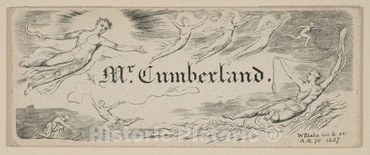 Art Print : William Blake - George Cumberland's Message Card : Vintage Wall Art