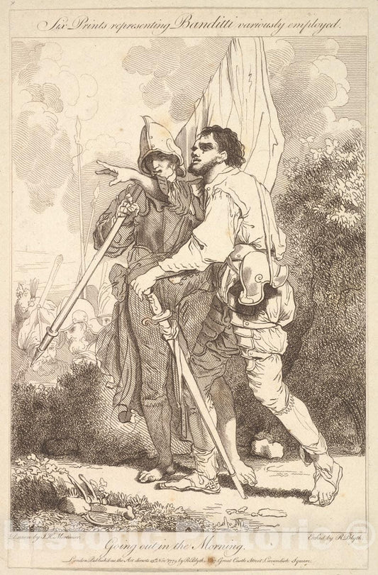 Art Print : Etched and published by Robert Blyth - Going Out in The Morning 2 : Vintage Wall Art