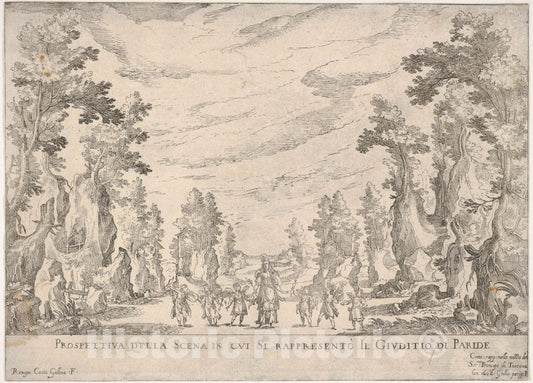 Art Print : View of The Scene in which is Represented The Judgment of Paris - Artist: Remigio Cantagallina - Created: 1608 : Vintage Wall Art