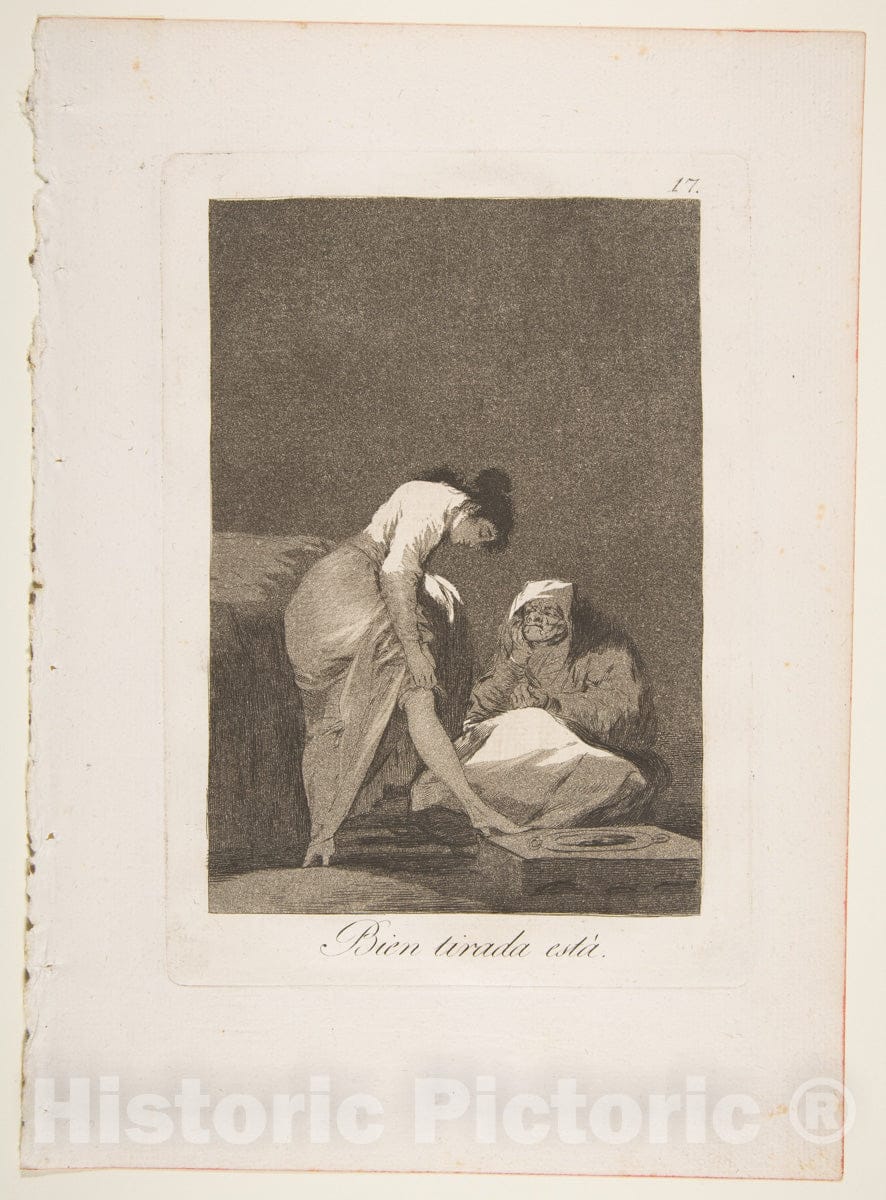 Art Print : Goya - Plate 17 from 'Los Caprichos': It is Nicely Stretched (Bien tirada está.) 1 : Vintage Wall Art