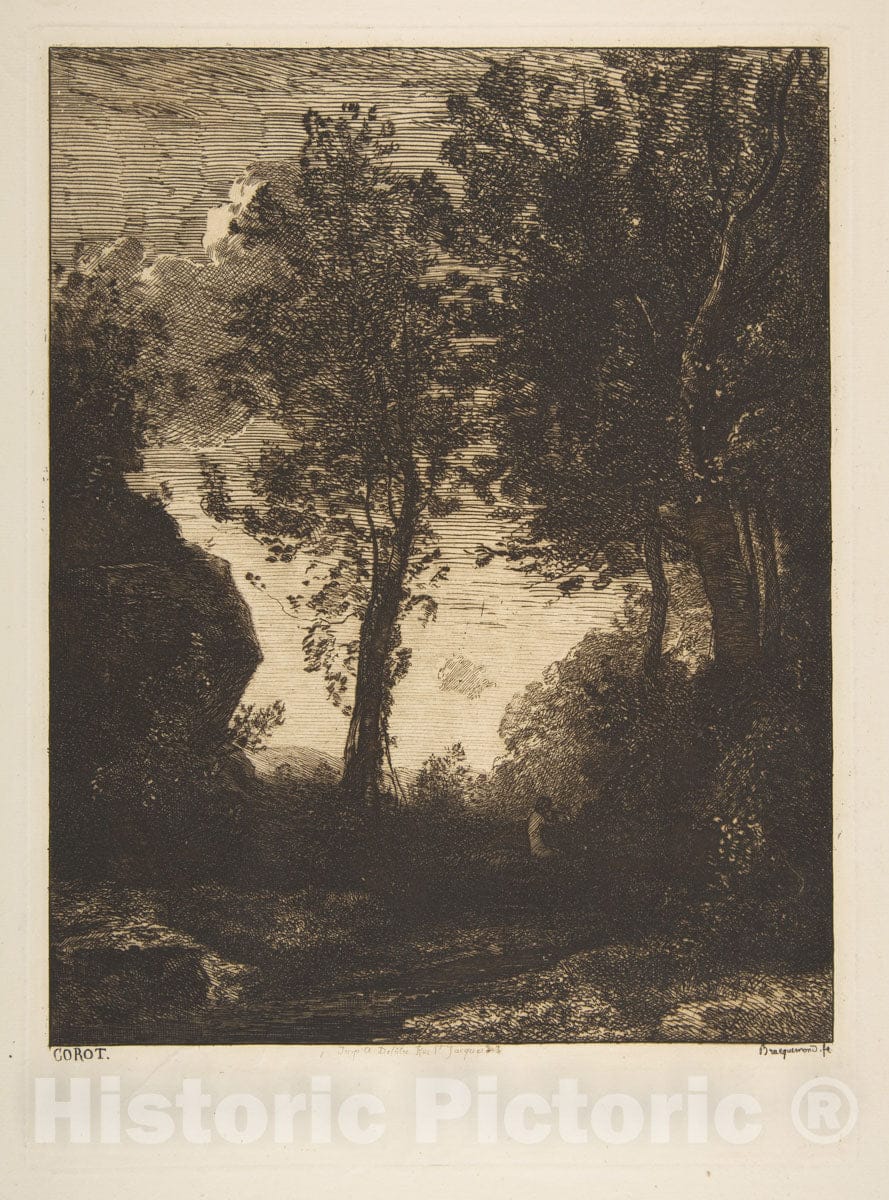 Art Print : Félix Bracquemond - Landscape, After Corot : Vintage Wall Art