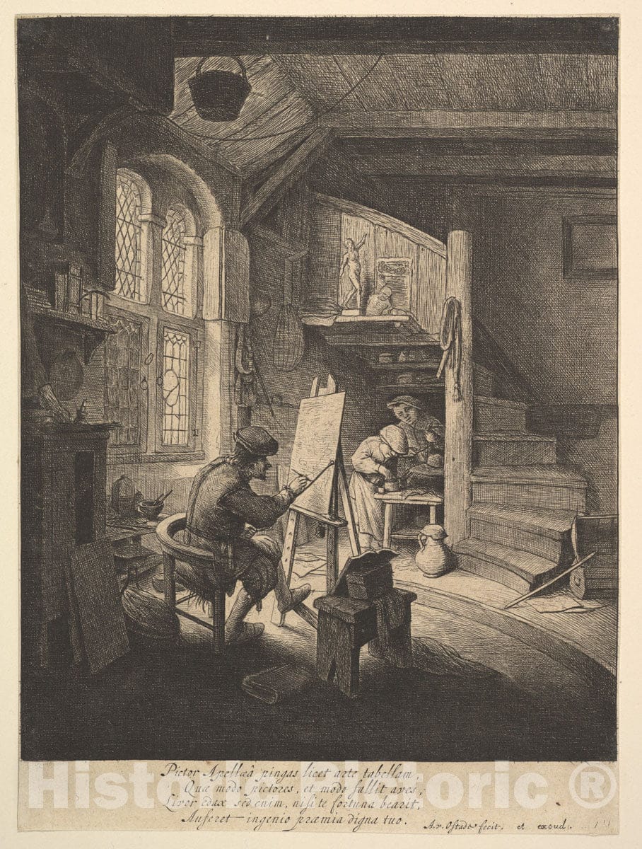 Art Print : Adriaen Van Ostade - The Painter 1 : Vintage Wall Art