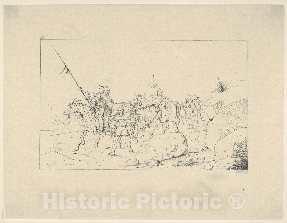 Art Print : Adalbert John Volck - Albert S. Johnston Crossing The Desert to Join The Southern Army (from Confederate War Etchings) : Vintage Wall Art