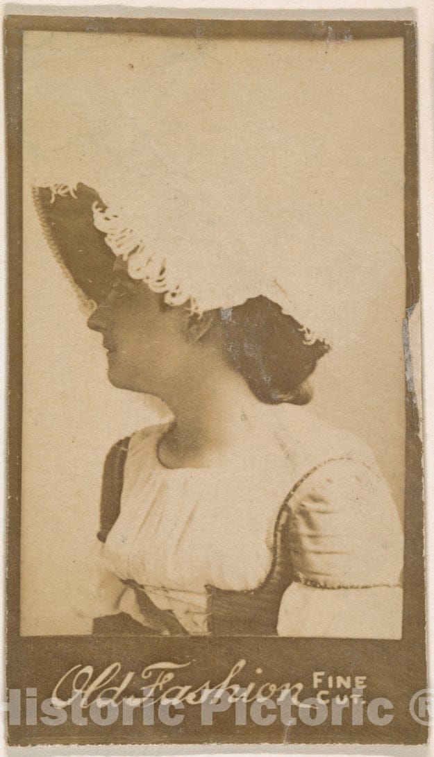 Photo Print : Actress in Profile Wearing Feathered hat, from The Actresses Series (N664) Promoting Old Fashion Fine Cut Tobacco : Vintage Wall Art