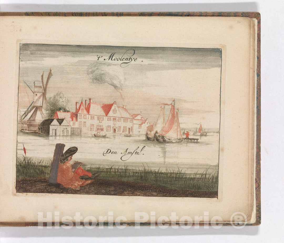Art Print : Carel Allard - ' 't Moolentye, Den Amstel' in: Tooneel Der Voornaamste Nederlands Huizen, En Lust Hoven, Naar T Leven Afgebeeld : Vintage Wall Art