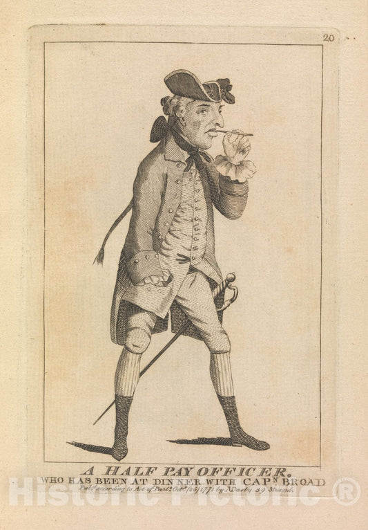 Art Print : Matthew Darly - A Half Pay Officer Who Has Been at Dinner with Captain Broad : Vintage Wall Art