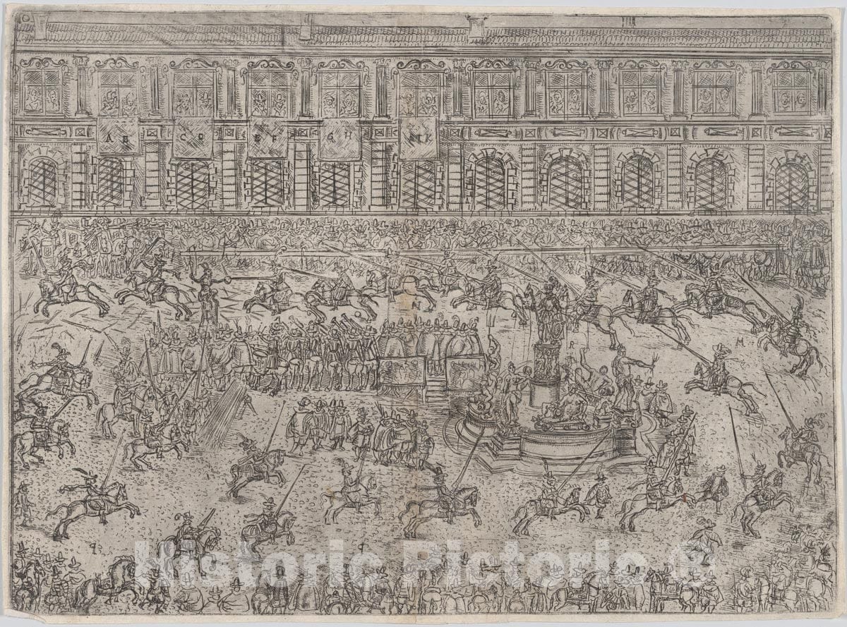 Art Print : The Running of The Quintana and The Breaking of The Spears - Artist: Wilhelm Peter Zimmermann - Created: 1614 : Vintage Wall Art