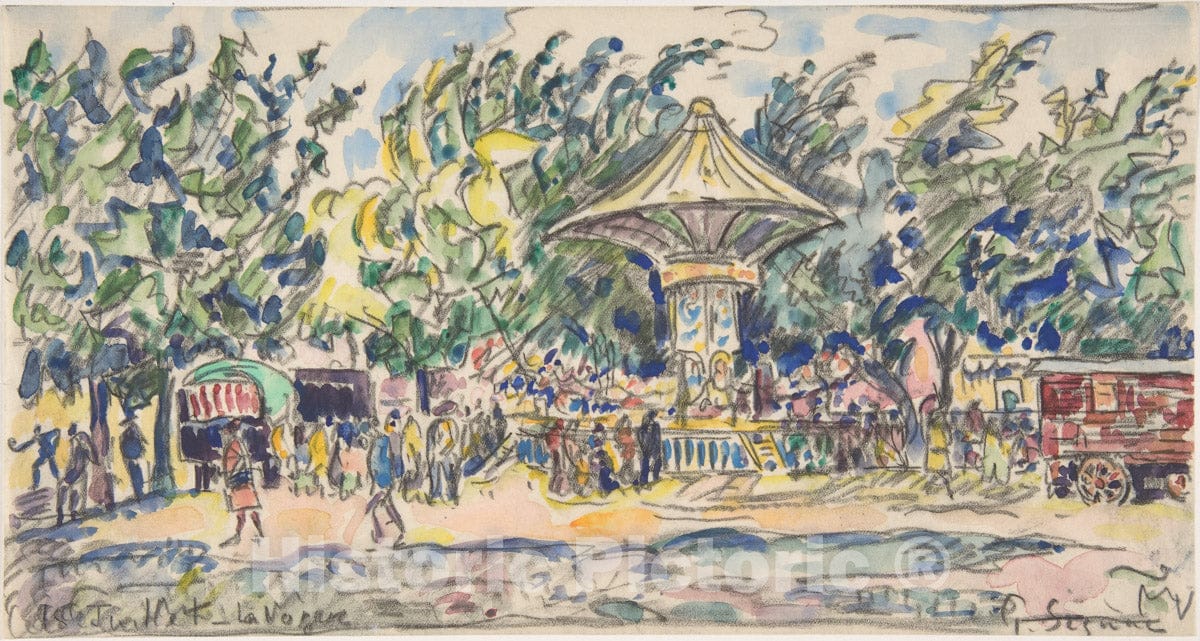 Art Print : Paul Signac - Village Festival (La Vogue) : Vintage Wall Art