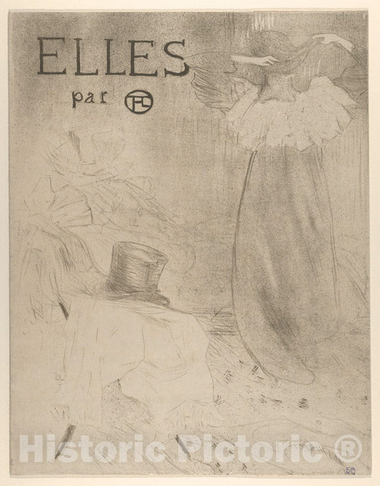 Art Print : Henri de Toulouse-Lautrec - Elles (Portfolio Cover) - 434431 : Vintage Wall Art