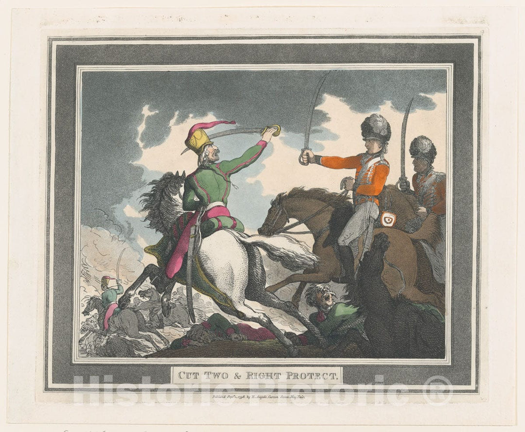 Art Print : Thomas Rowlandson - Cut Two & Right Protect : Vintage Wall Art