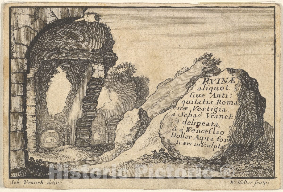 Art Print : Wenceslaus Hollar - Roman Ruins, Second Version of Title-Page : Vintage Wall Art