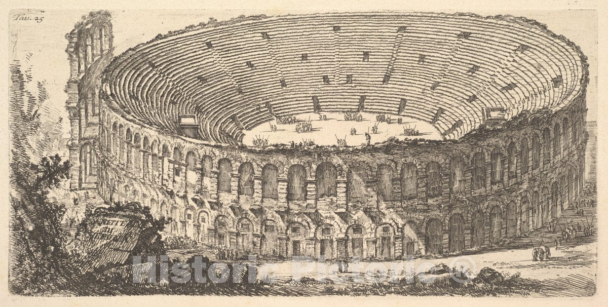 Art Print : Giovanni Battista Piranesi - Plate 25: Amphitheater of Verona (Anfiteatro di Verona) : Vintage Wall Art