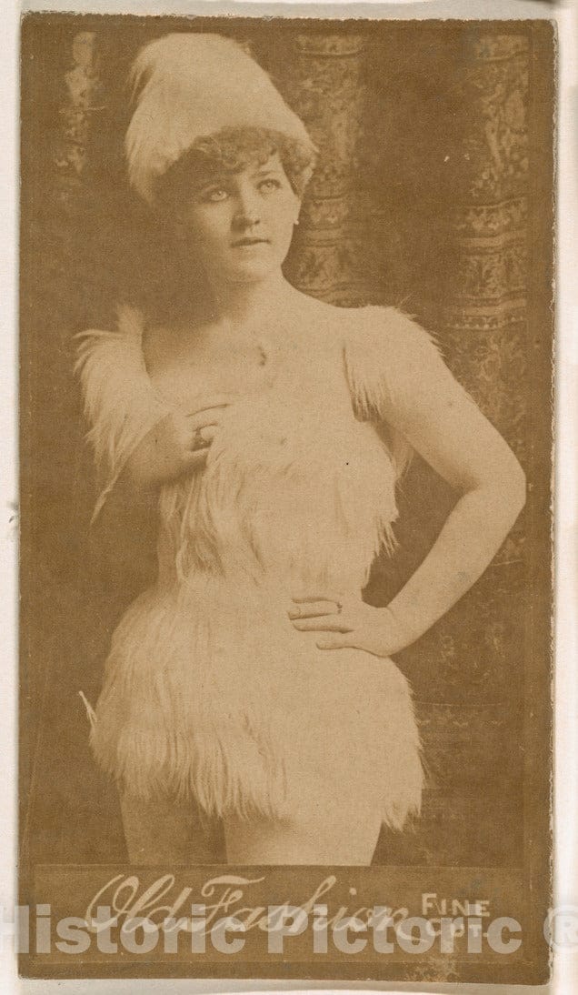 Photo Print : Actress Wearing Feathered Costume, from The Actresses Series (N664) Promoting Old Fashion Fine Cut Tobacco 1 : Vintage Wall Art