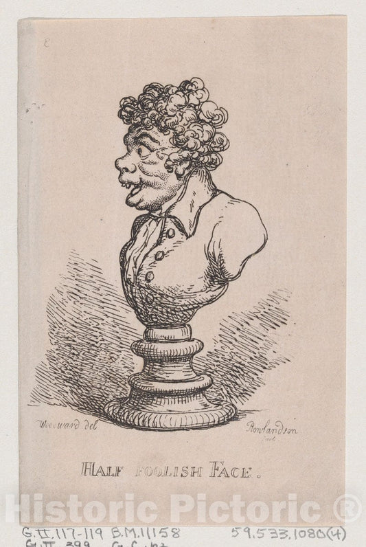 Art Print : Thomas Rowlandson - Half Foolish Face : Vintage Wall Art
