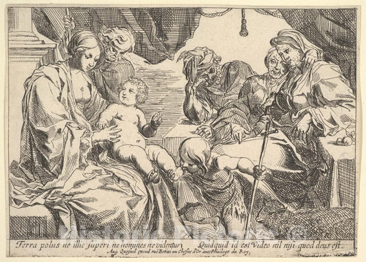 Art Print : Pierre Brebiette - Holy Family with Saints : Vintage Wall Art