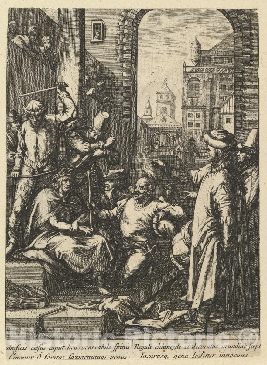 Art Print : Nicolas Cochin - The Crowning with Thorns, from The Passion of Christ : Vintage Wall Art