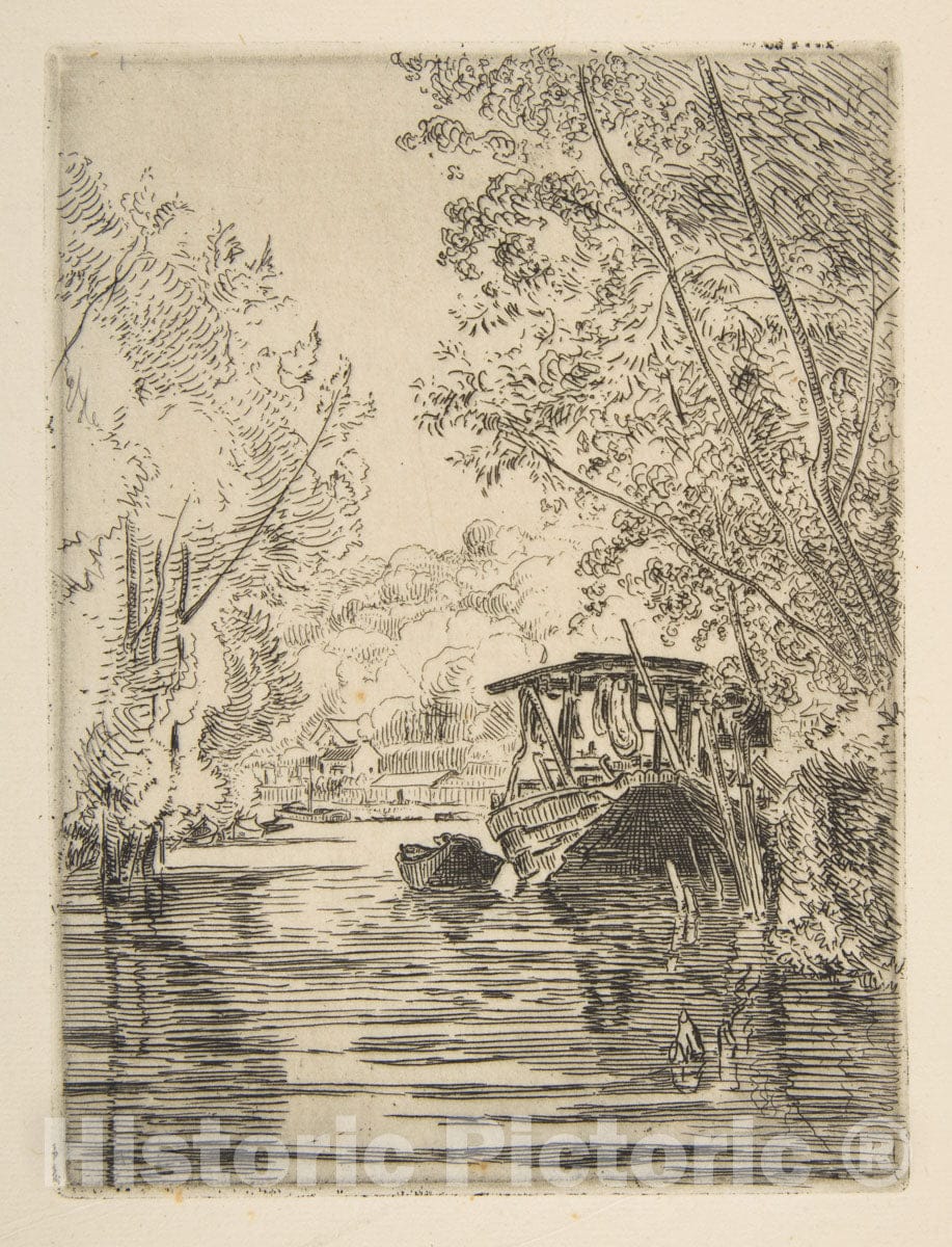 Art Print : Félix Bracquemond - The Dyer's Boat (Bas-Meudon) : Vintage Wall Art