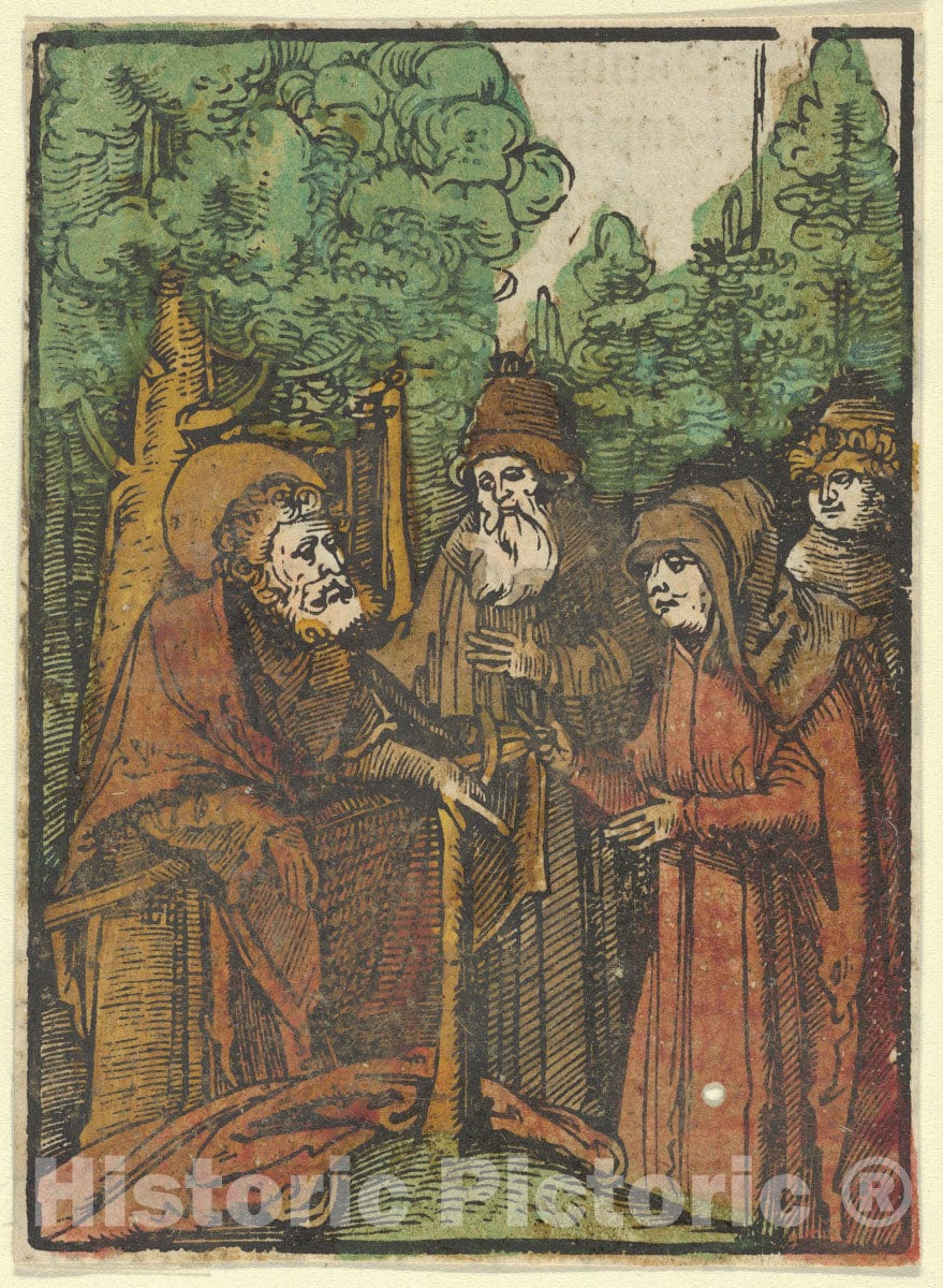 Art Print : Hans Schäufelein - St. John The Baptist Preaching, from Das Plenarium : Vintage Wall Art