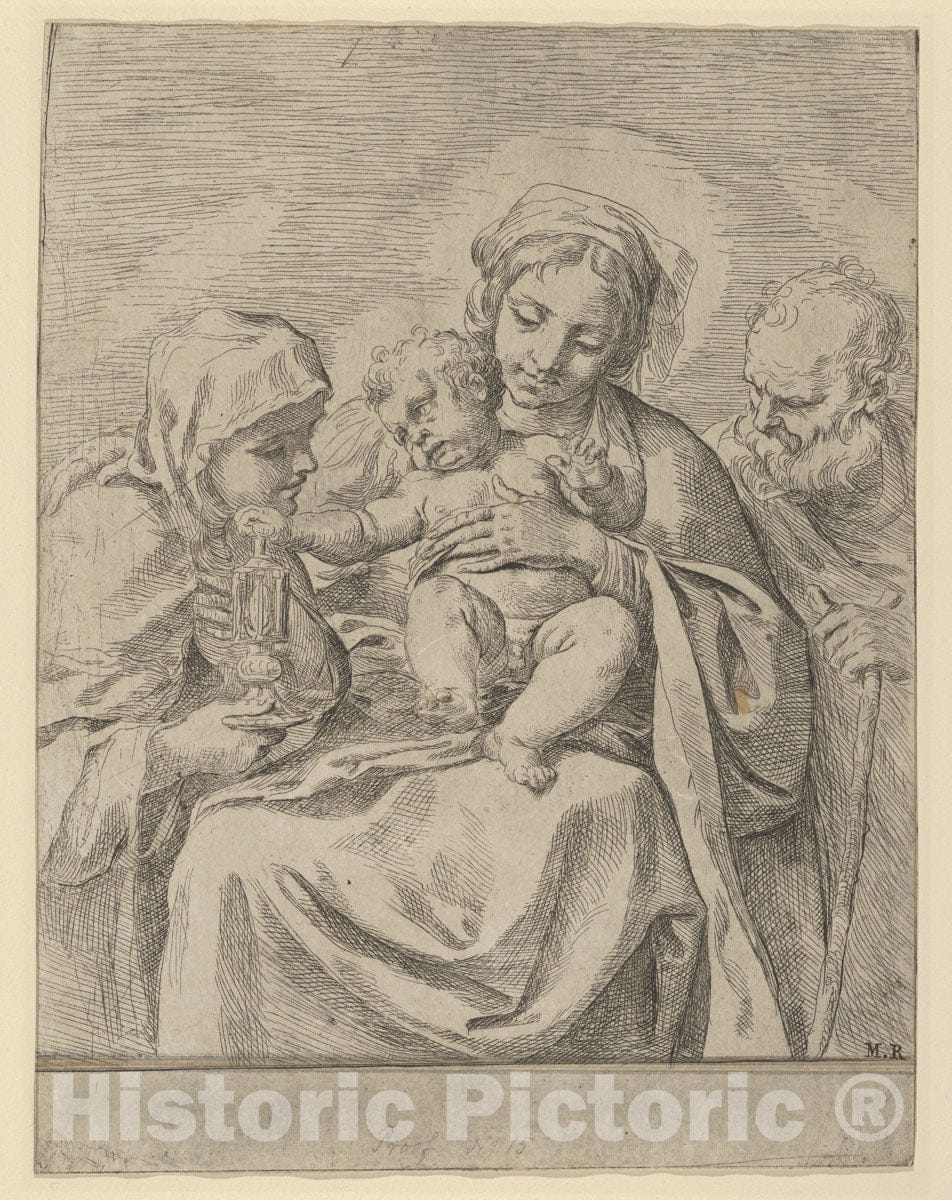 Art Print : Guido Reni - The Holy Family with Saint Clare 1 : Vintage Wall Art