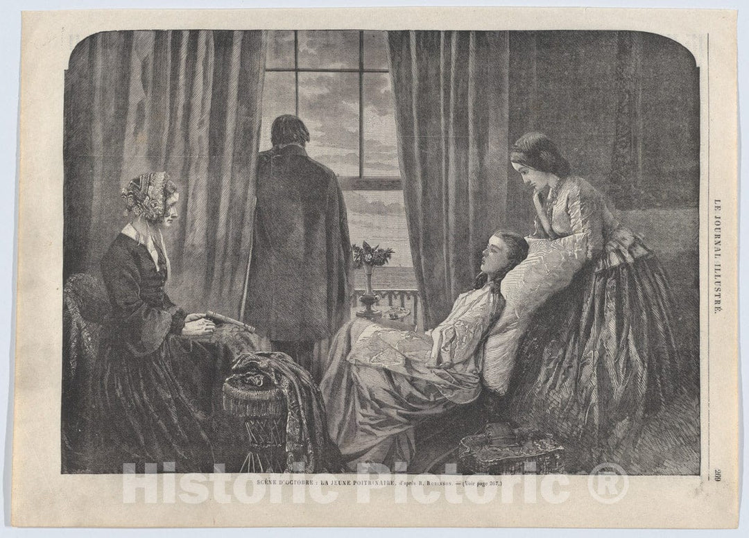 Art Print : Henry Peach Robinson - Scène d’Octobre: La Jeune poitrinaire (an October Scene: The Young Consumptive), from Le Journal Illustré no. 34 : Vintage Wall Art