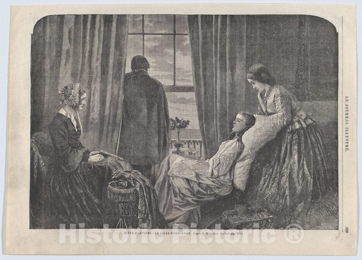 Art Print : Henry Peach Robinson - Scène d’Octobre: La Jeune poitrinaire (an October Scene: The Young Consumptive), from Le Journal Illustré no. 34 : Vintage Wall Art