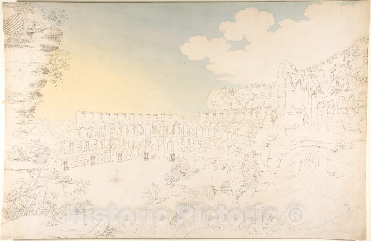 Art Print : Franz Kaisermann - Inner View of The Colosseum : Vintage Wall Art