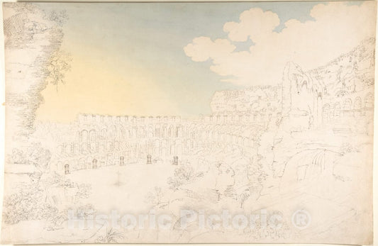 Art Print : Franz Kaisermann - Inner View of The Colosseum : Vintage Wall Art
