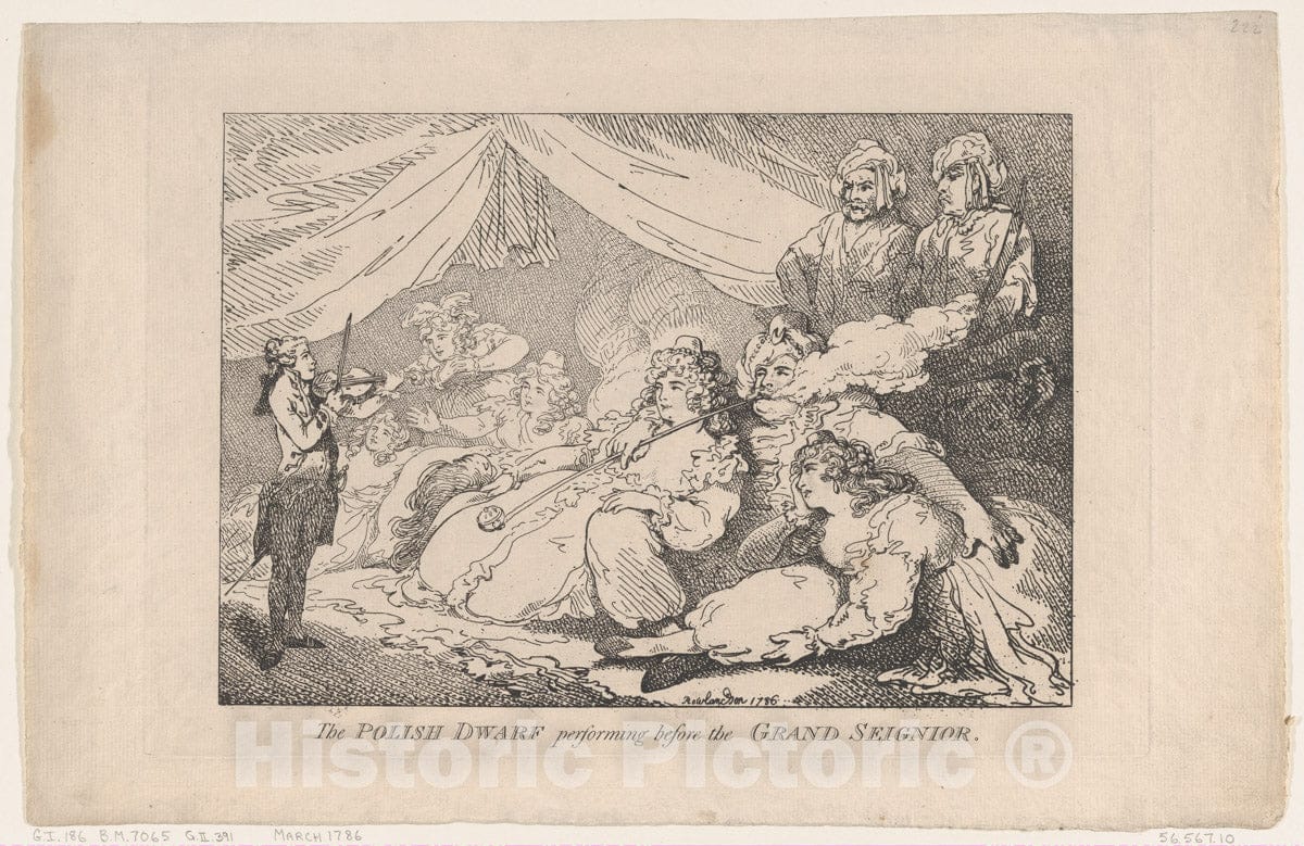Art Print : Thomas Rowlandson - The Polish Dwarf Performing Before The Grand Seignior : Vintage Wall Art