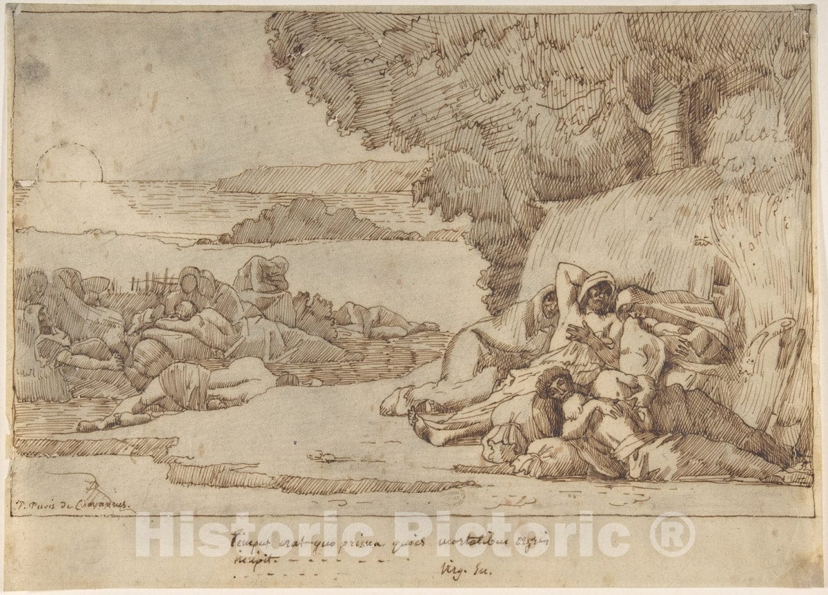 Art Print : Pierre Puvis de Chavannes - Sleep: Sketch for The Painting, Now in The Museum at Lille : Vintage Wall Art