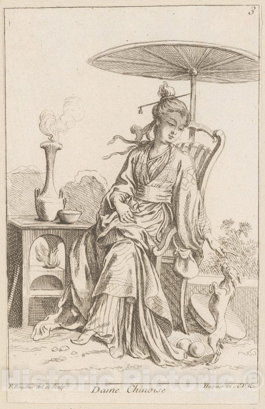 Art Print : François Boucher - Chinese Lady : Vintage Wall Art