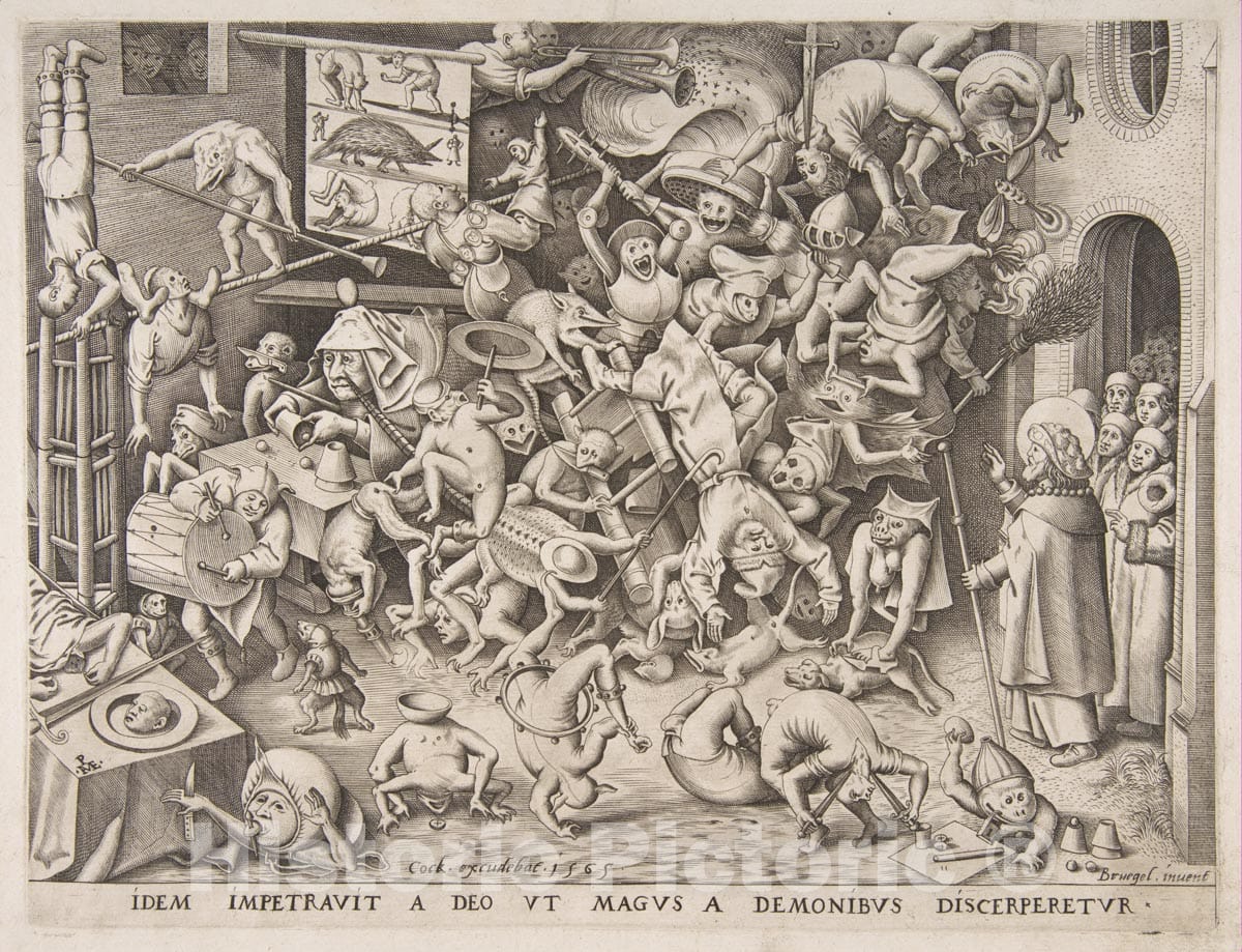 Art Print : Pieter Van der Heyden - The Fall of The Magician : Vintage Wall Art