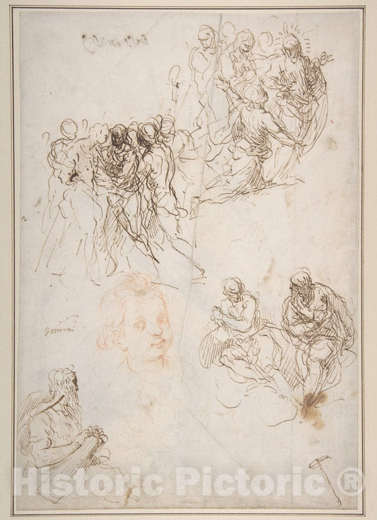 Art Print : Figure Studies - Artist: Jacopo Palma The Younger - Created: 1548–1628 1 : Vintage Wall Art