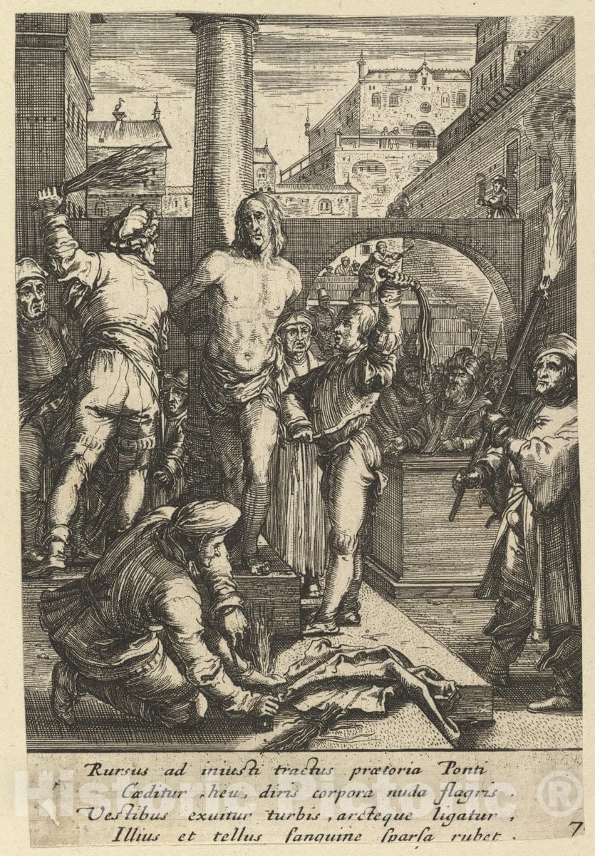 Art Print : Nicolas Cochin - The Flagellation of Christ, from The Passion of Christ : Vintage Wall Art