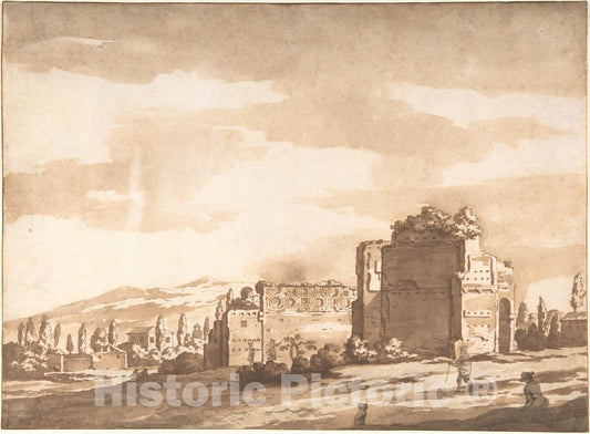 Art Print : Jacob Van der Ulft - Italian Landscape, Perhaps The Monte Mario, Rome : Vintage Wall Art