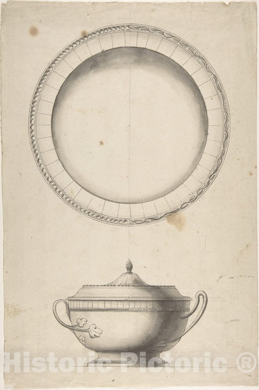 Art Print : Italian, 19th Century - Covered Dish with Tray 2 : Vintage Wall Art