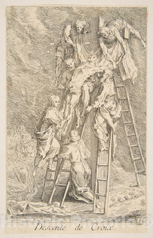 Art Print : Claude Gillot - Descent from The Cross : Vintage Wall Art