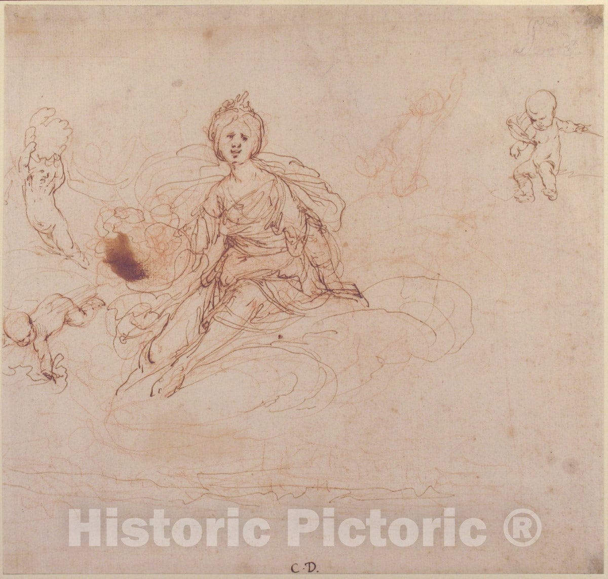 Art Print : Cesare Dandini - Allegorical Figure of Fine Art Print -  : Vintage Wall Art