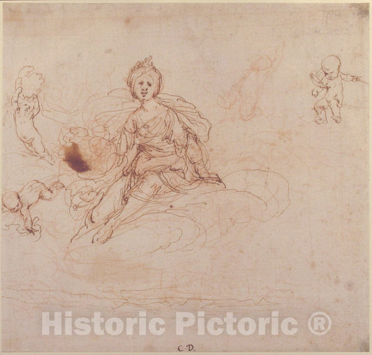 Art Print : Cesare Dandini - Allegorical Figure of Fine Art Print -  : Vintage Wall Art