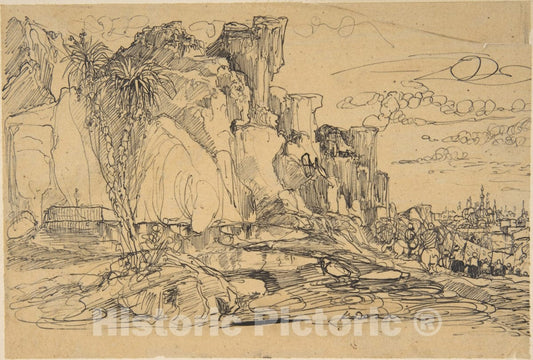 Art Print : Rodolphe Bresdin - Caucasian Landscape : Vintage Wall Art