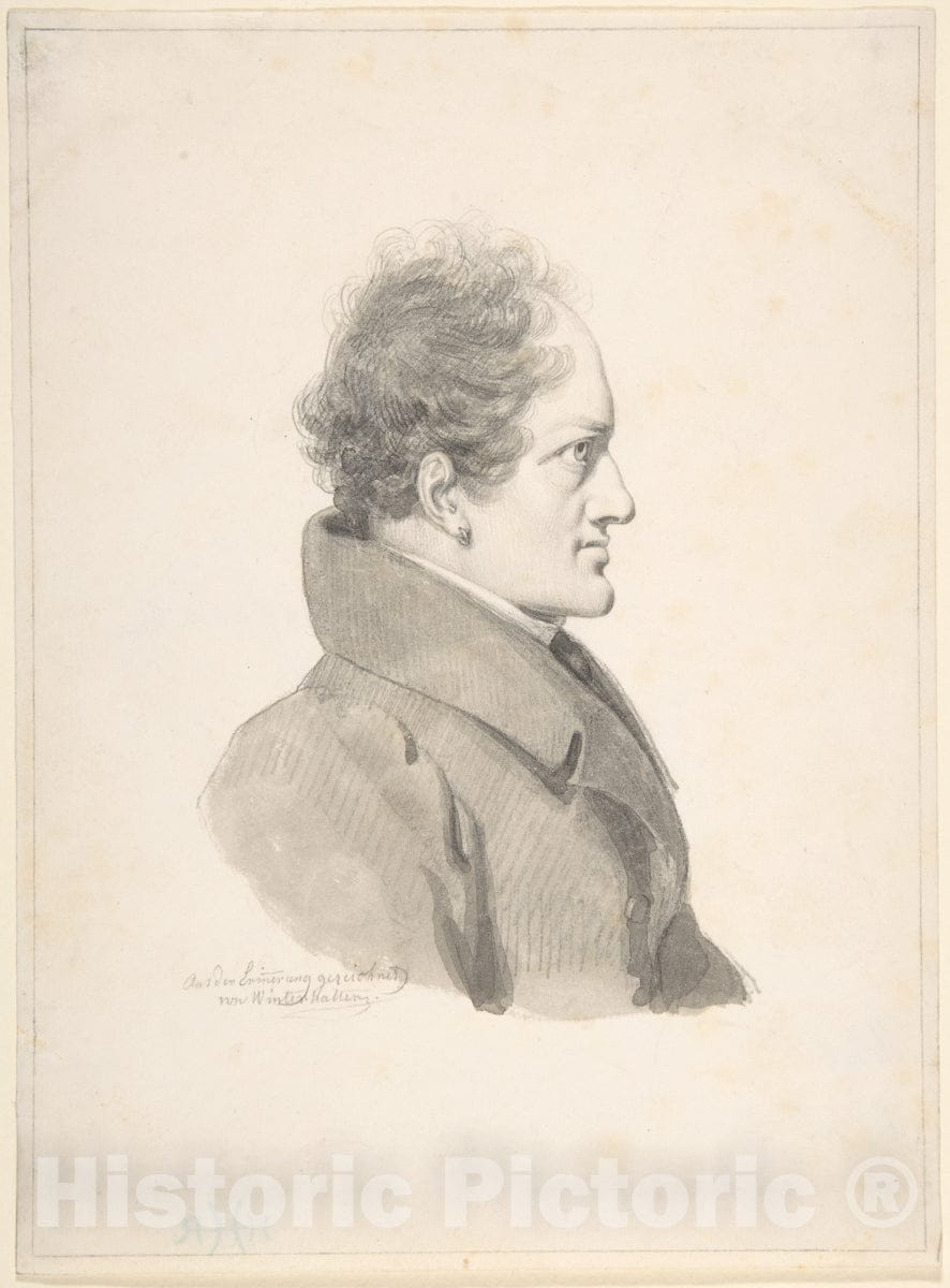 Art Print : Franz Xaver Winterhalter - Portrait of Alois Senefelder : Vintage Wall Art
