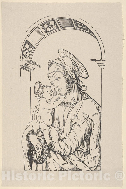 Art Print : Virgin and Child Under an Arch - Artist: Hans Burgkmair - Created: 1922 : Vintage Wall Art