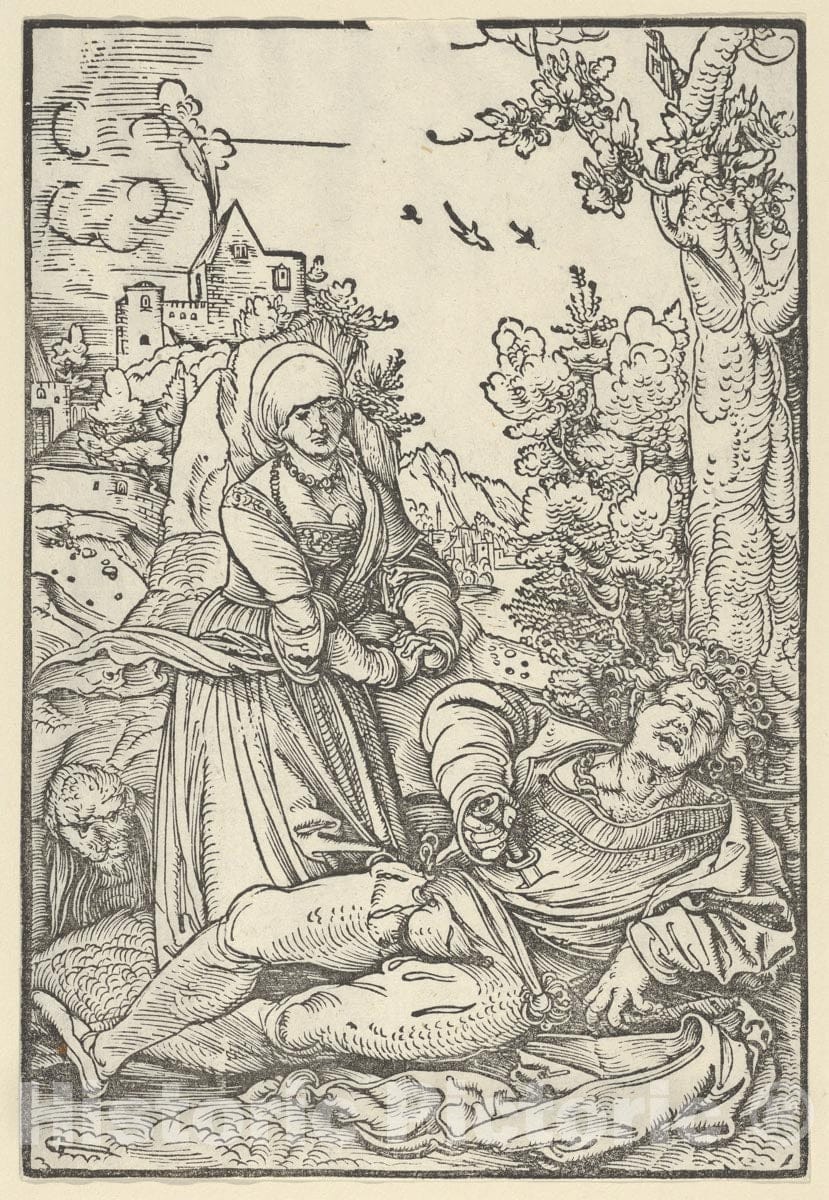Art Print : Hans Schäufelein - Pyramus and Thisbe : Vintage Wall Art
