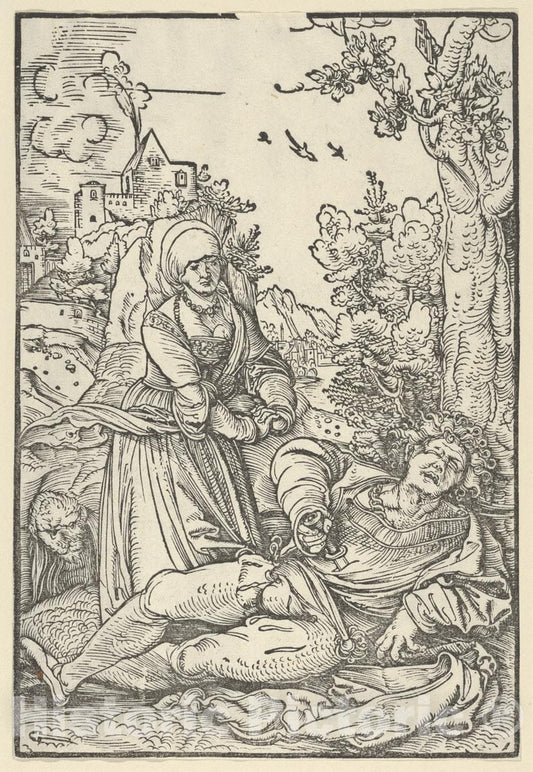 Art Print : Hans Schäufelein - Pyramus and Thisbe : Vintage Wall Art