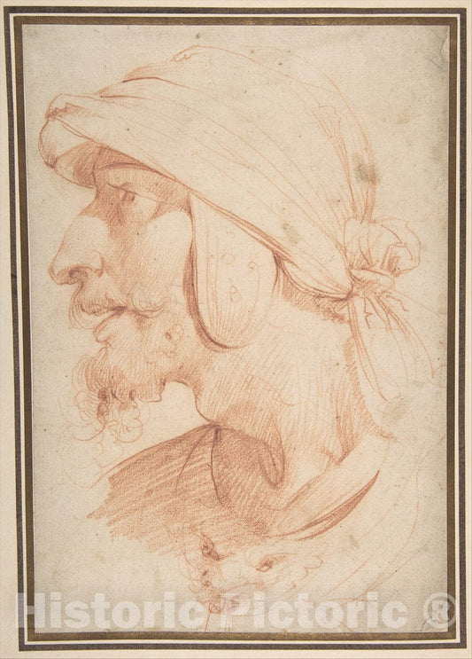 Art Print : Cavaliere d'Arpino (Giuseppe Cesari) - Head of a Warrior : Vintage Wall Art