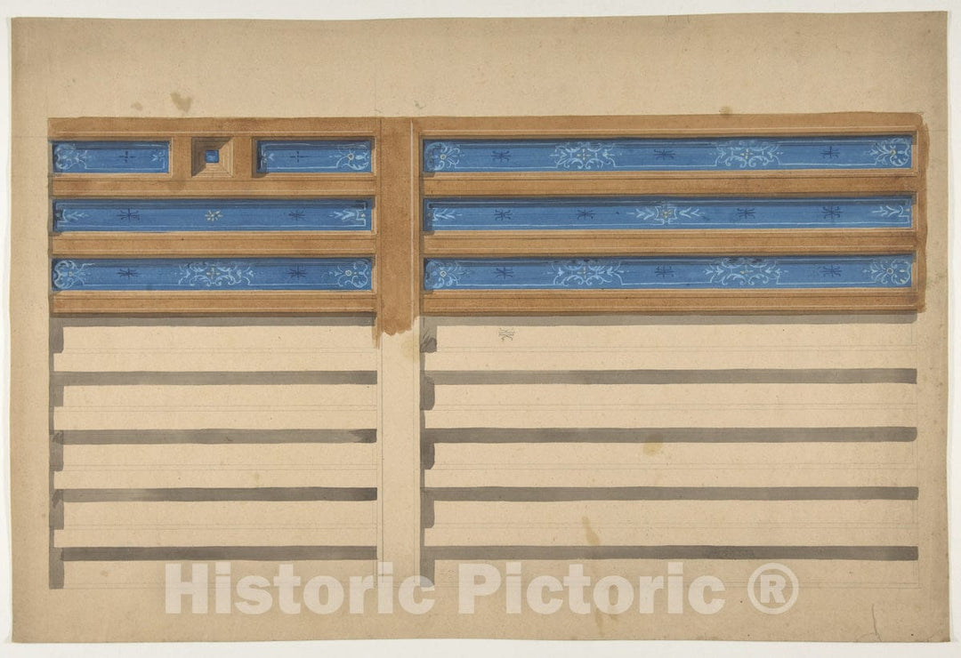 Art Print : Jules-Edmond-Charles Lachaise - Design for a beamed Ceiling with Painted Panels : Vintage Wall Art