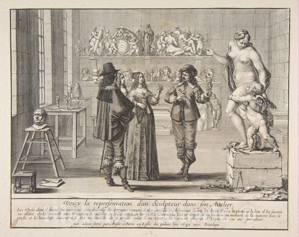 Art Print : Abraham Bosse - The Sculptor 3 : Vintage Wall Art