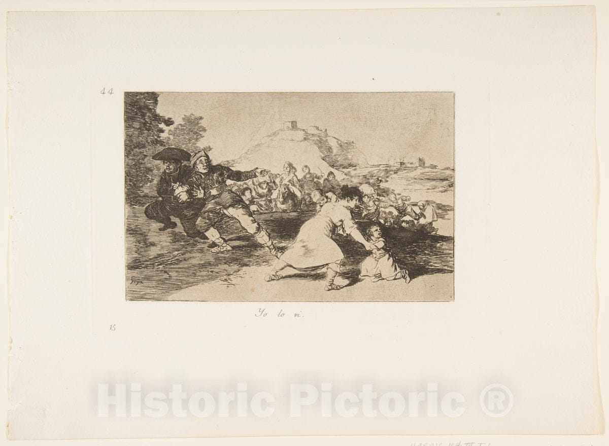 Art Print : Goya - Plate 44 from 'The Disasters of War' (Los Desastres de la Guerra): 'I Saw it' (Yo lo vi.) 1 : Vintage Wall Art