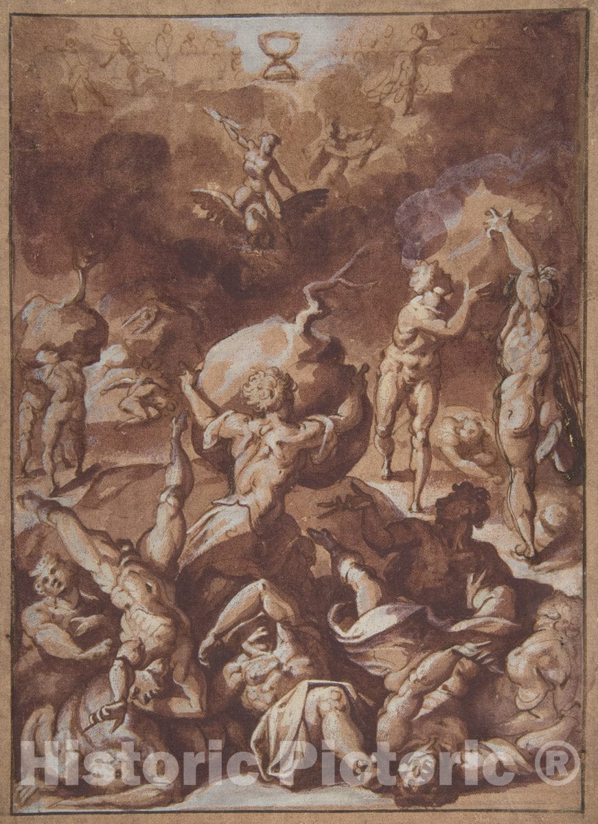 Art Print : Jacopo Zucchi - Jupiter Fighting The Giants. : Vintage Wall Art