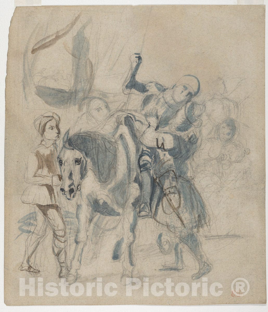 Art Print : Eugène Delacroix - The Wounded Göetz von Berlichingen Takes Refuge in a Gypsy Camp : Vintage Wall Art