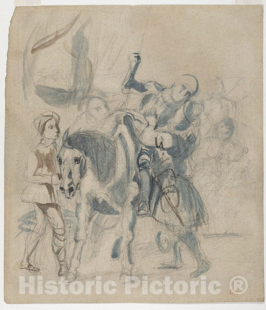 Art Print : Eugène Delacroix - The Wounded Göetz von Berlichingen Takes Refuge in a Gypsy Camp : Vintage Wall Art